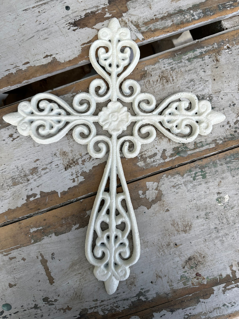 Cross white cast iron hanging