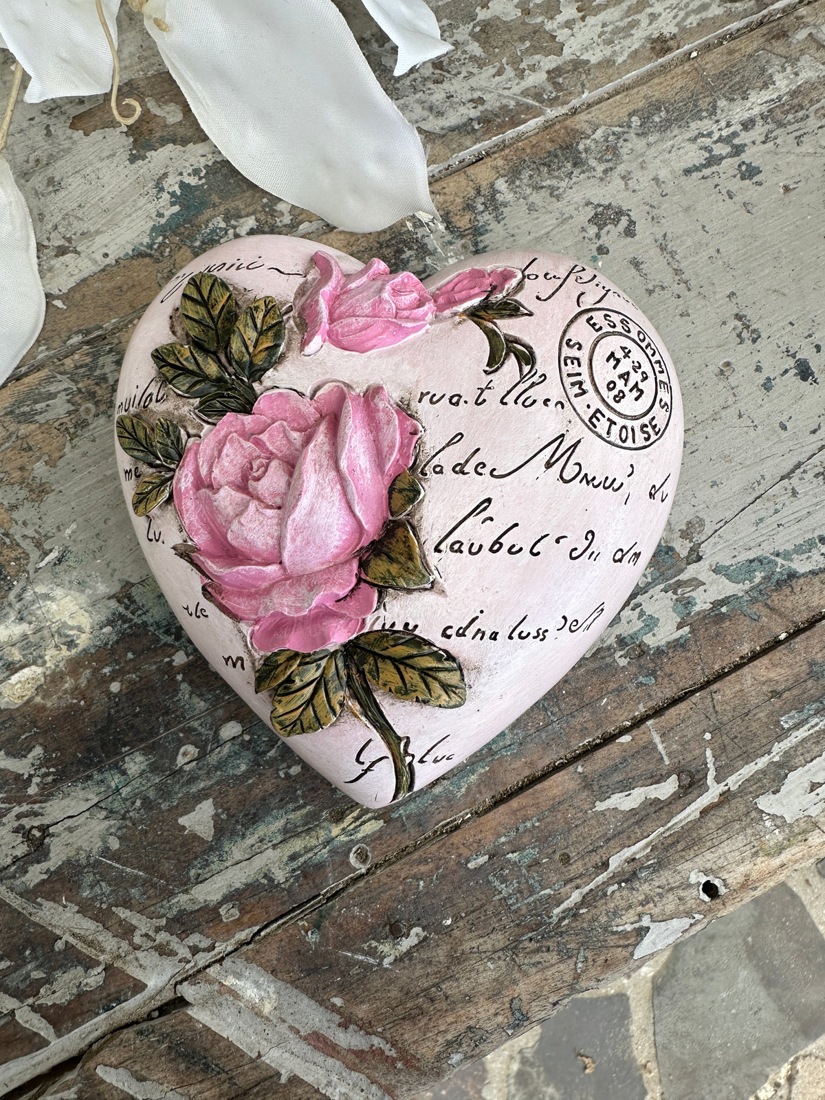 Wall heart Pink Roses script