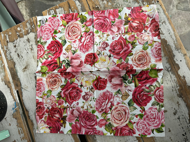 Royal Pink Roses Napkin for Decoupage
