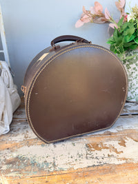 Hat Box Suitcase Vintage Brown Leather