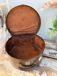 Hat Box Suitcase Vintage Brown Leather