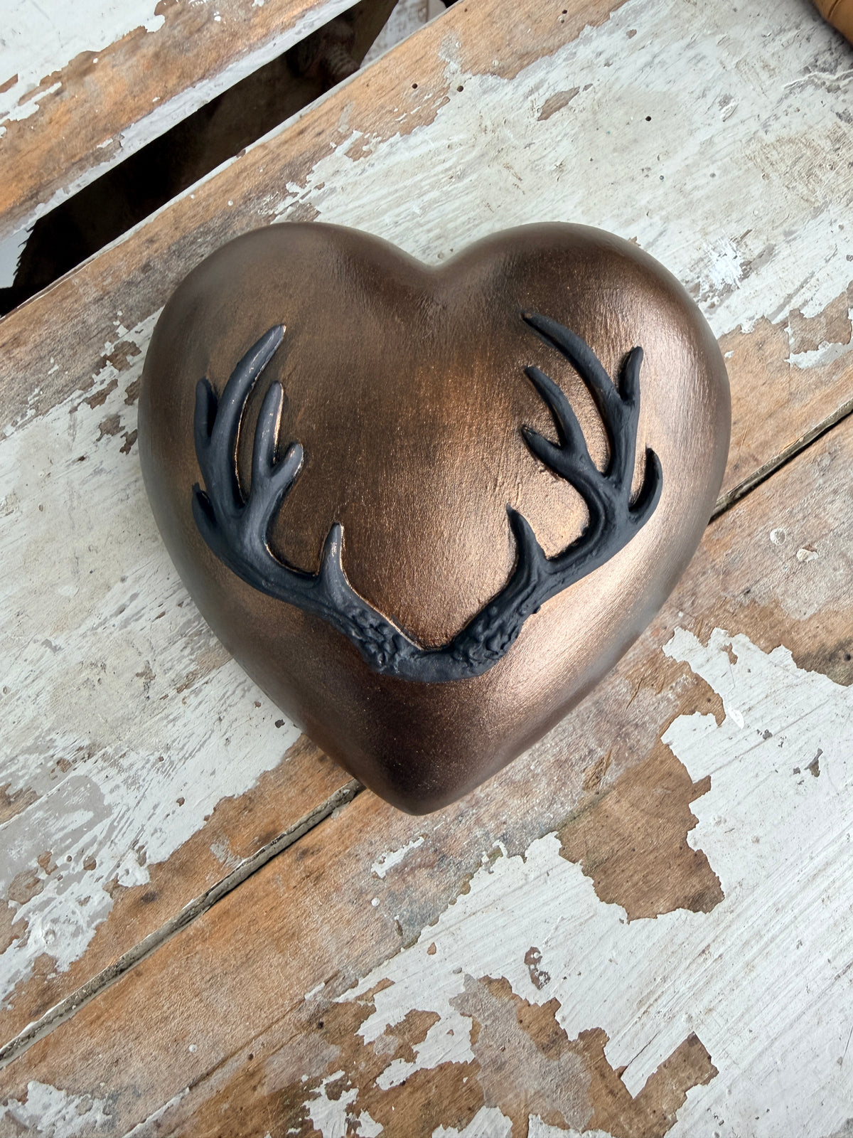 Wall heart Antlers Antique Bronze