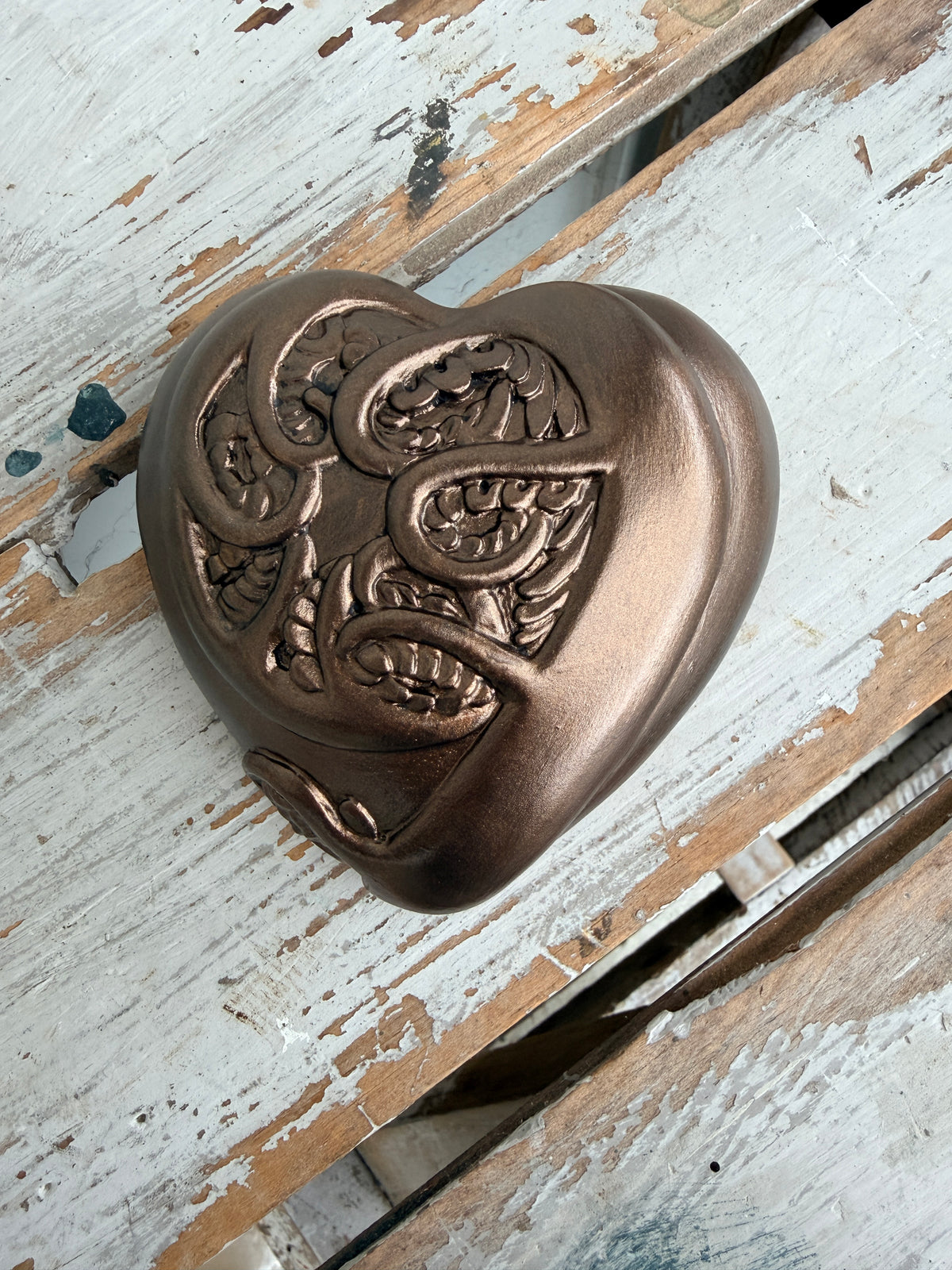 Wall heart Koru Bronzed
