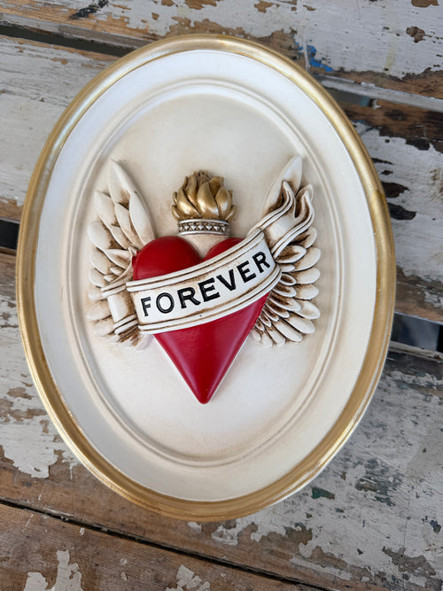 Red Forever Winged Heart Ecru Wall Art