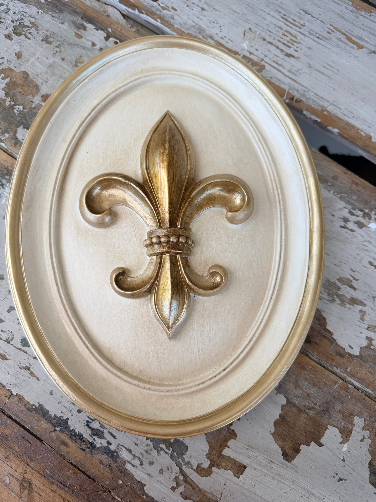 Golden Fleur de Lys Ecru Wall Art
