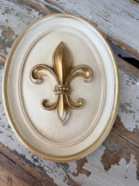 Golden Fleur de Lys Ecru Wall Art