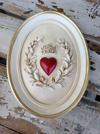 Red Heart Crown & Wreath Ecru Wall Art
