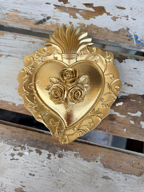 Gold Flaming Heart Wallart