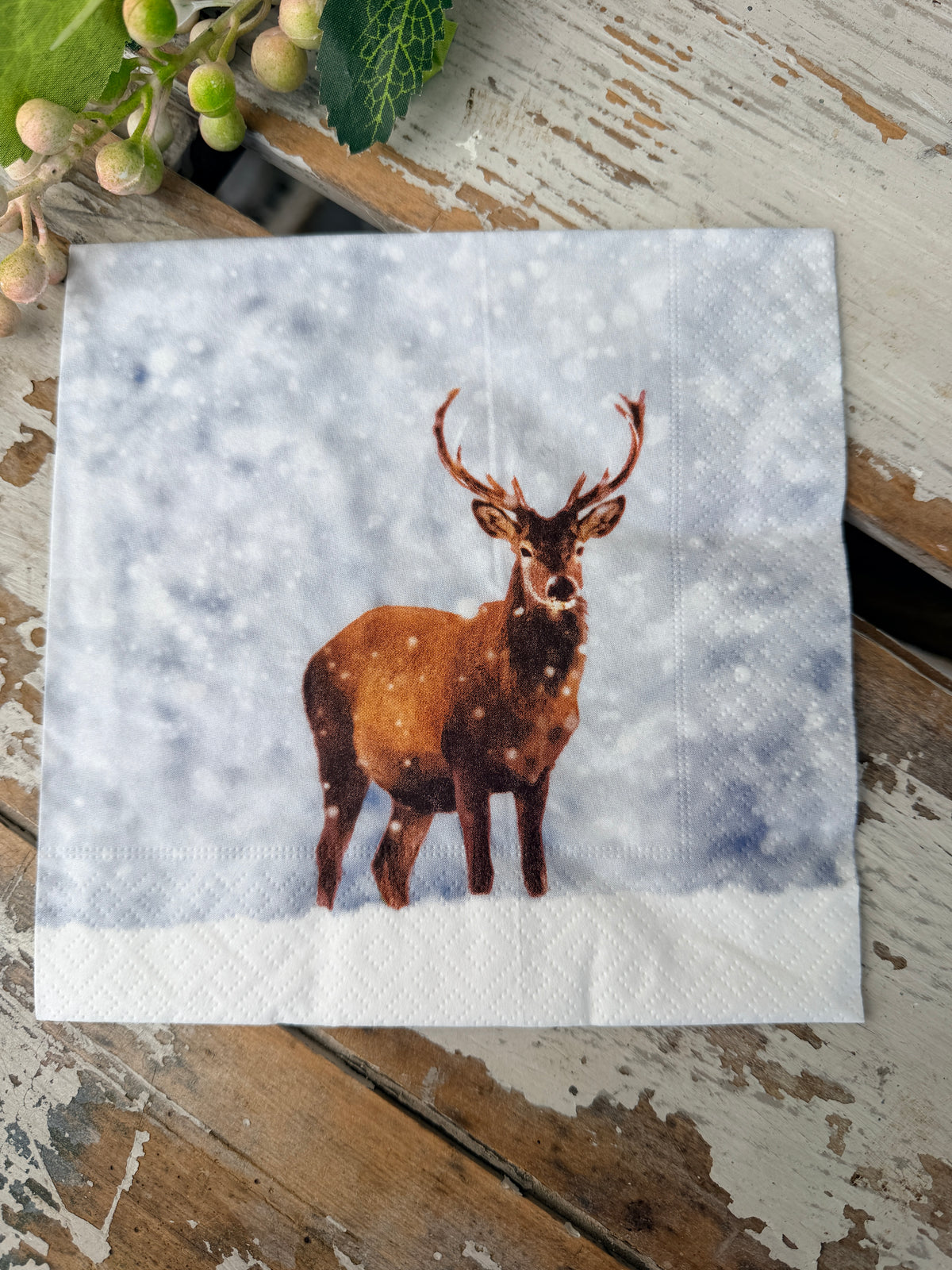 Winter Deer Napkin for Decoupage