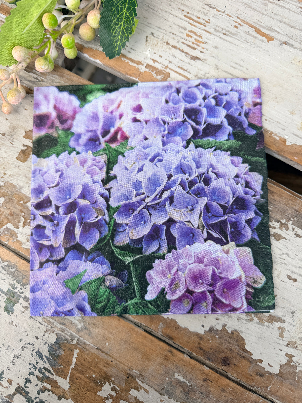 Purple Hydrangea Napkin for Decoupage