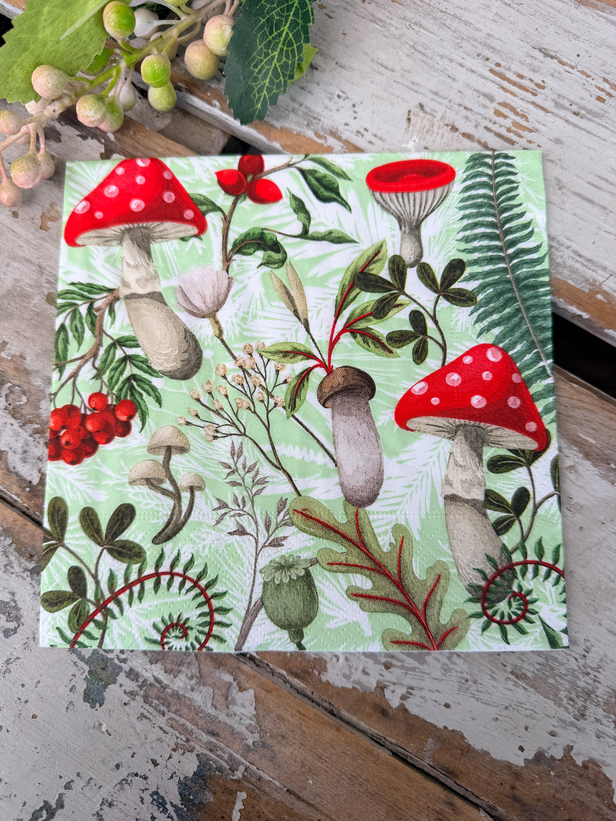Forest Fungi Napkin for Decoupage