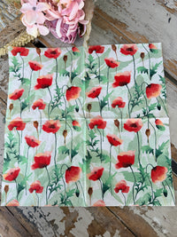 Washed Poppies Napkin for Decoupage