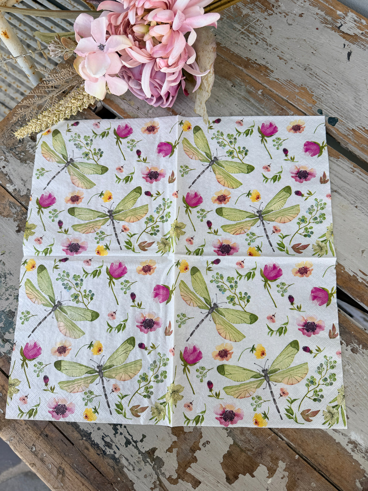 Dragonfly Field Napkin for Decoupage