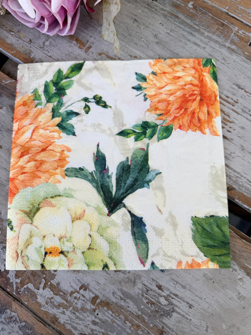 Orange Dahlia Napkin for Decoupage