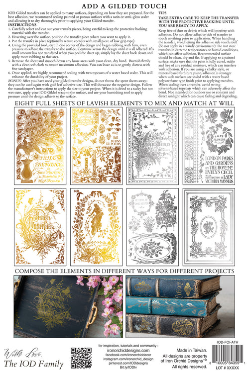 Athenaeum IOD Gilded Transfer small 8 sheets