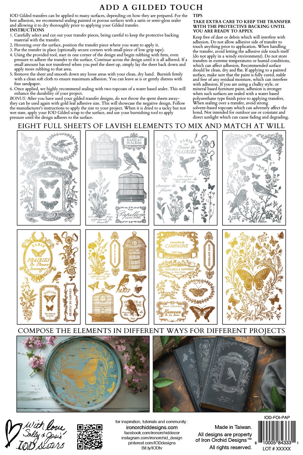 Papillon IOD Gold & Silver Foil Transfer small 8 sheets gilded