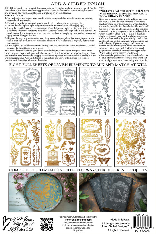 Papillon IOD Gold & Silver Foil Transfer small 8 sheets gilded