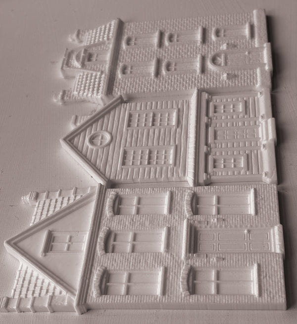 A set of miniature Victorian-style house molds Old Colchester Road IOD Mould