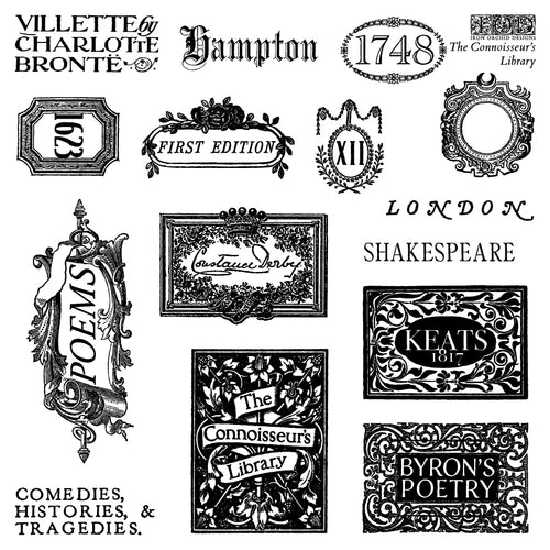 The Connoisseur's Library Labels IOD Stamp 4 sheets