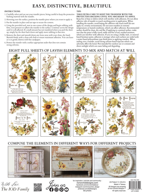 Flowers by the Poets IOD Transfer 8 sheets