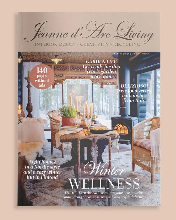 Magazine cover of 'Jeanne d'Arc Living' with a winter wellness theme. Issue 1 2026 Jeanne d'Arc Living Magazine