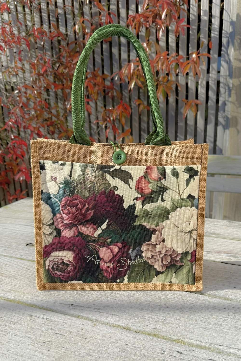 J'adore Roses Mini Jute Bag  Annah Stretton