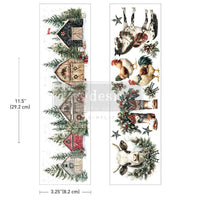 Decorative border with Christmas elements including trees, houses, and animals on a white background. Luxe Transfer Christmas on the Farm 2 sheets by Redesign with Prima