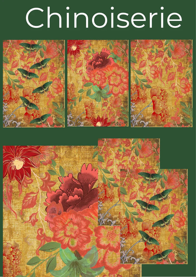 Chinoiserie Decoupage Paper set of 3