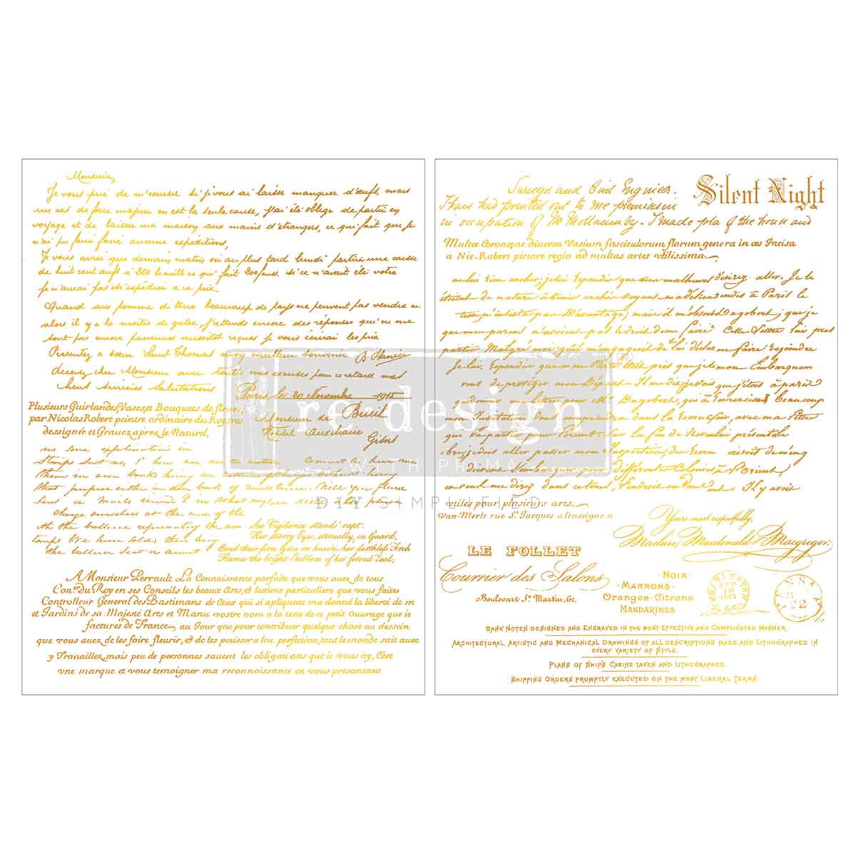 Redesign GOLD transfer Middy Gilded Noel Script KACHA