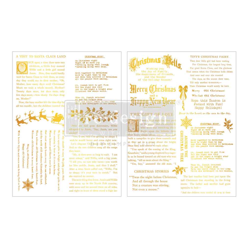 Redesign with Prima Christmas GOLD transfer Middy Golden Tidings KACHA