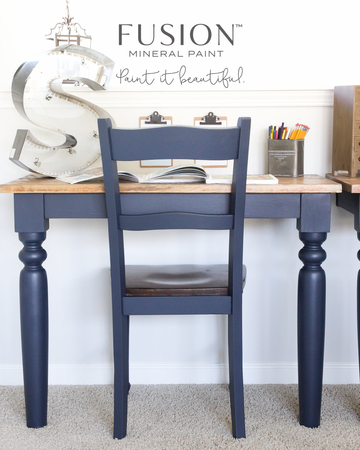 Midnight Blue Fusion Mineral Paint furniture paint