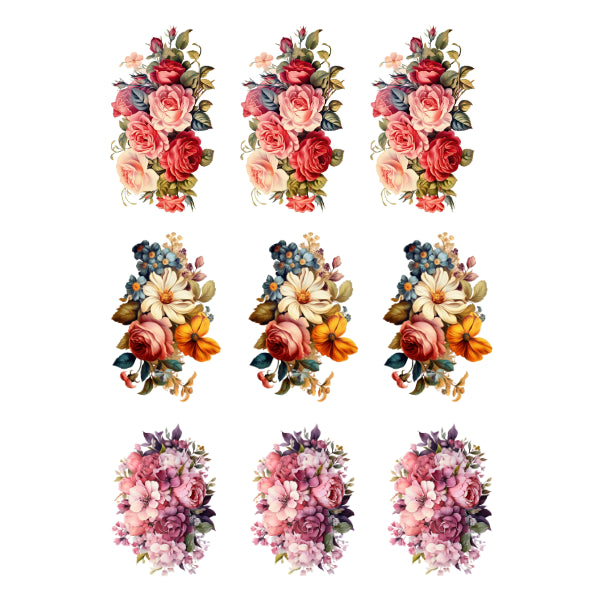 Mixed Floral White Cloud Transfer