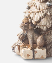 Christmas Tree Earthy Tones w Dog