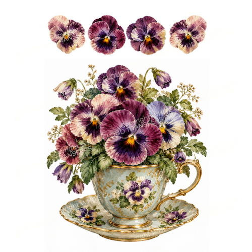 Pansies & Porcelain White Cloud Transfer