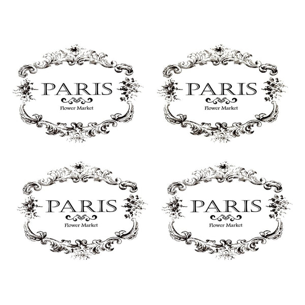 Four decorative frames with 'Paris Flower Market' text on a white background