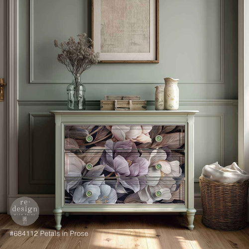 Petals in Prose Mulberry Tissue Decoupage Paper 1 sheet