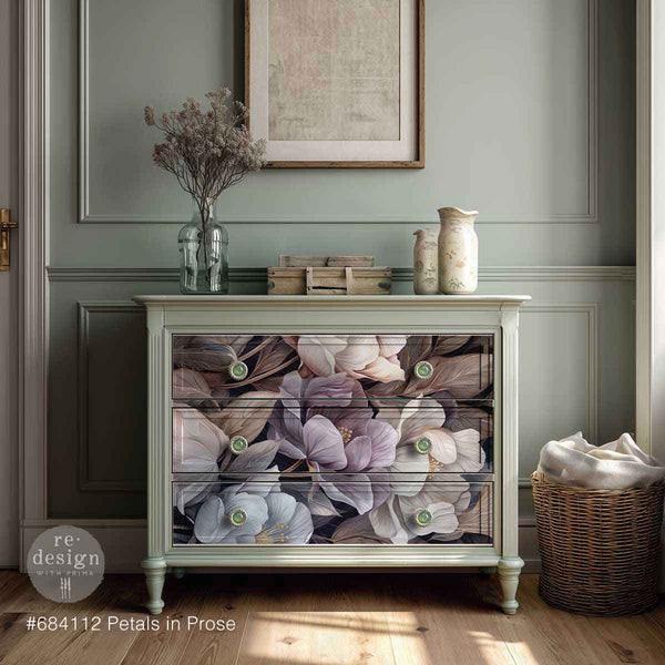 Petals in Prose Mulberry Tissue Decoupage Paper 1 sheet