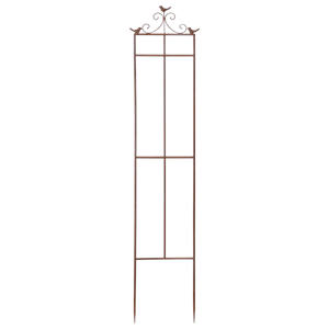 Decorative metal plant trellis on a white background