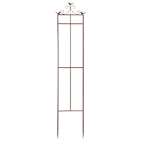 Decorative metal plant trellis on a white background