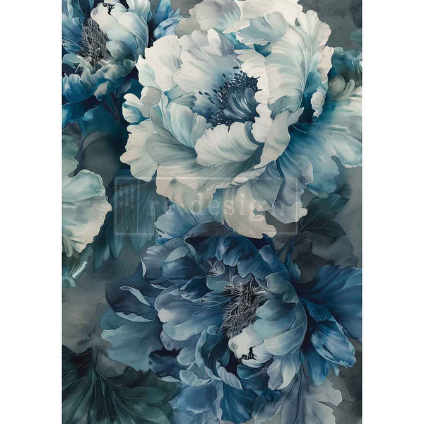 Sapphire Peony A3 Fiber Decoupage Paper 