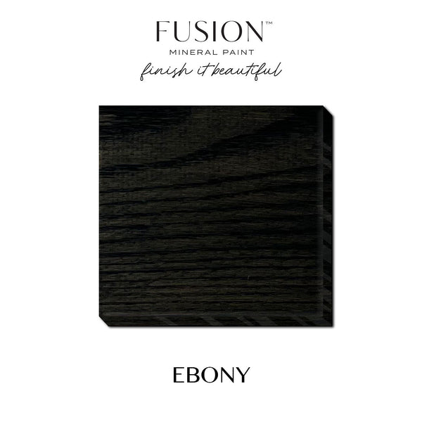 Ebony stain creates a deep, solid black color, often used to achieve a modern, bold look or to complement an industrial aesthetic. by Fusion