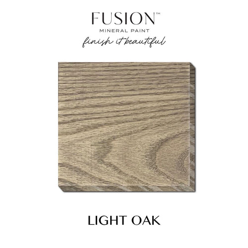 Fusion Mineral Paint swatch in Light Oak color on a white background, Fusion Stain & Finishing Oil Light Oak