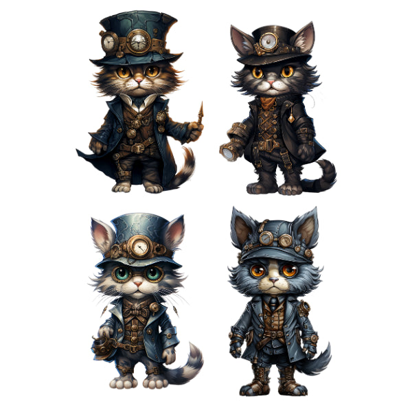 Steam Punk Cats II White Cloud Transfer