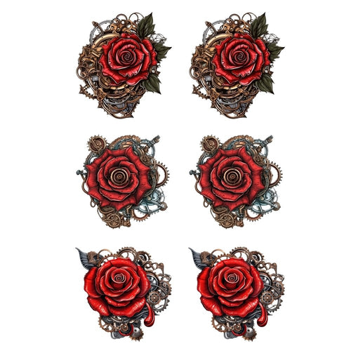Steampunk Flowers 3 White Cloud Transfer