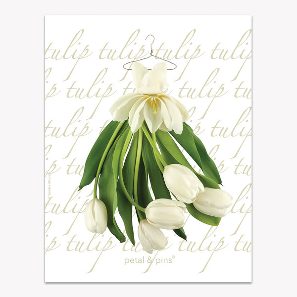 Pure Linen Tea towel White Tulip
