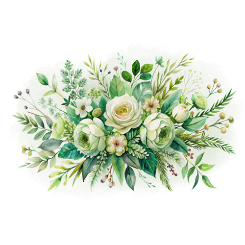 Verdant Blooms White Cloud Transfer