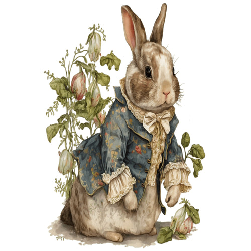 Vintage Bunny 5 White Cloud Transfer