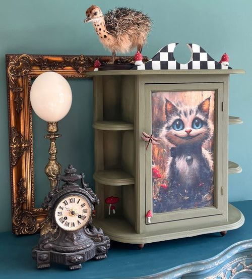 Whiskers of Wit A3 Fiber Decoupage Paper  alice wonderland chesire