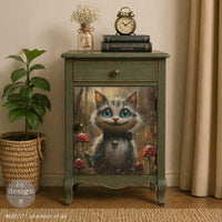 Whiskers of Wit A3 Fiber Decoupage Paper  alice wonderland chesire