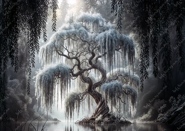 Mystical forest scene Whispers of the Willow Mulberry Decoupage Paper